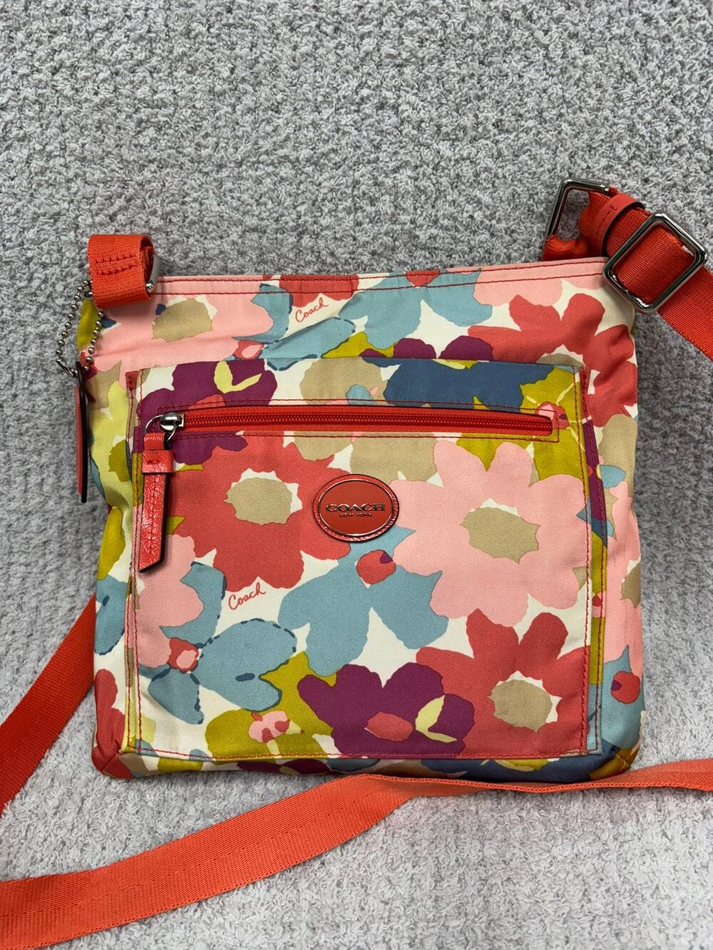 Coach Getaway Nylon Pink Floral Print Crossbody Purse F30021 #76913